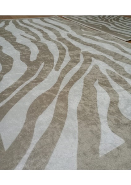 2li Banyo Seti Baskılı Zebra Bej