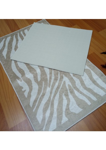 2li Banyo Seti Baskılı Zebra Bej