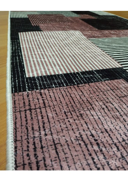 2li Banyo Seti Baskılı Kare Pembe