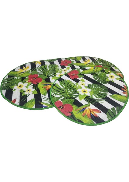 2 Li Banyo Paspası 3D Baskılı Jel Palm