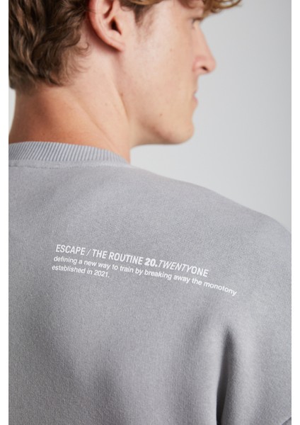 SANTIAGOS Erkek Pamuk-Polyester Koyu Gri Sweatshirt