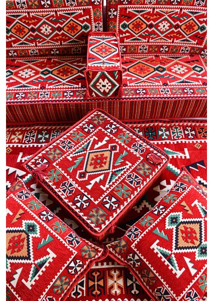 Şark Köşesi Takımı Kırmızı Anadolu Modeli 13 Parça (20 cm Minder Kalınlığı)