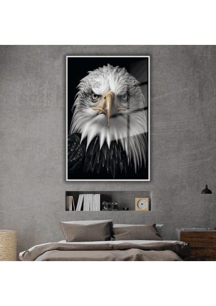 Metal Çerçeveli Temperli Cam Tablo Karşıdan Kartal Portesi