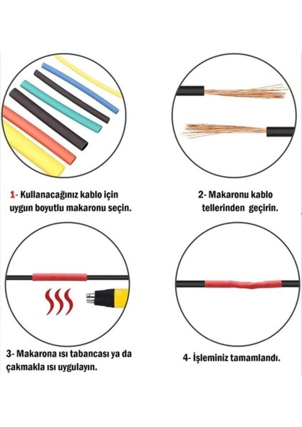 Isıyla Daralan Makaron Seti Kablo Koruyucu Kablo Yalıtım Tamir Polyolefin Shrink 530 Adet