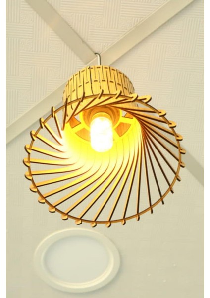 Dekoratif Avize Çocuk Odası Için Ahşap Avize 20 cm Çapında Doğal Avize