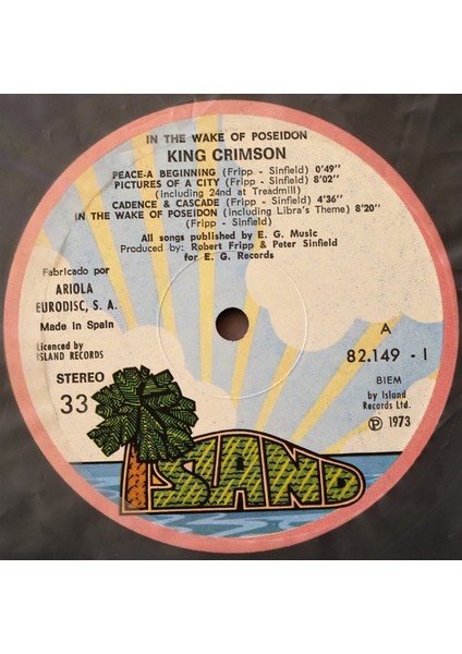 Kıng Crımson - In The Wake Of Poseidon - 1973 Ispanya Basım Lp 33 Lük Plak fiyatları