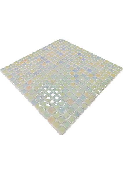 Mutfak Tezgah Arası, Havuz, Banyo, Sauna, Spa, İç ve Dış Ortamlarda Tüm Yüzeyler İçin 15X15MM. Hologramlı Beyaz . 31,5X31,5CM. Fileli Cam Mozaik. ( 1 M2 Fiyatıdır ) fiyatları