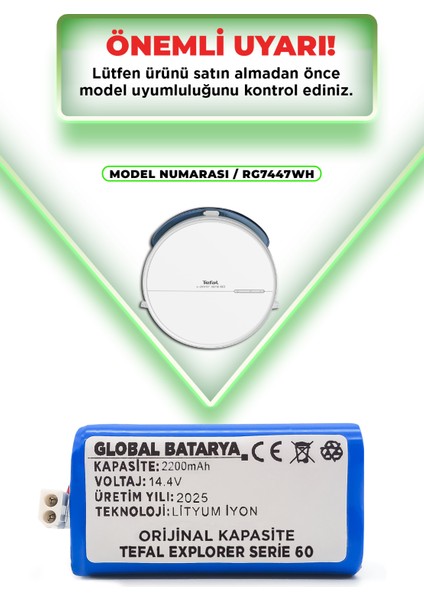 Tefal Explorer Serie 60 Uyumlu Akıllı Robot Süpürge Bataryası 14.4V 2200MAH Pil (Orijinal Kapasite) indirimleri