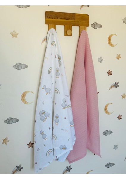Fulya Tuhafiye %100 Pamuk 2'li Müslin Bebek Battaniye Seti OEKO-TEX Sertifikalı MÜSLIN ÖRTÜ 80X90 CM