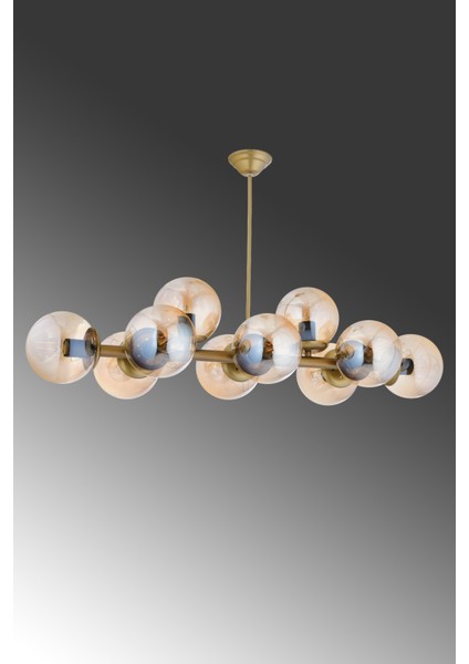 Luxury Modern Tasarım Eskitme 10'lü Bal Glop Camlı Avize