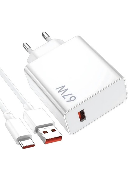 Xiaomi CIVI1S Uyumlu Şarj Aleti Type-C 67W Turbo Hızlı Şarj Cihazı + Kablo