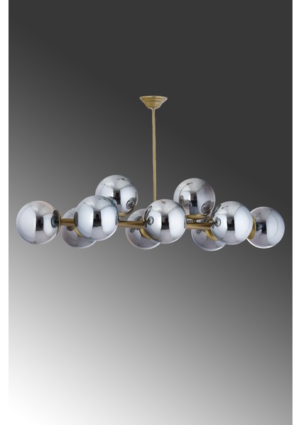Luxury Modern Tasarım Eskitme 10'lü Füme Glop Camlı Avize