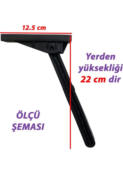 Katlanabilir Siyah Yer Sofra Ayağı Katlanır Yer Sofrası Sini Altı Plastik Ayak 22 cm