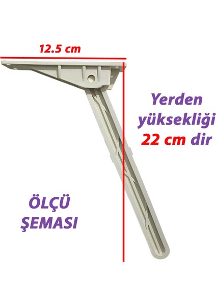 4 Adet Katlanabilir Beyaz Yer Sofra Ayağı Katlanır Yer Sofrası Sini Altı Plastik Ayak 22 cm