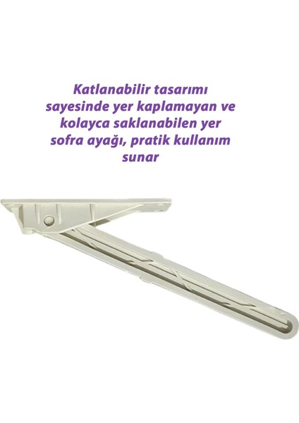 4 Adet Katlanabilir Beyaz Yer Sofra Ayağı Katlanır Yer Sofrası Sini Altı Plastik Ayak 22 cm