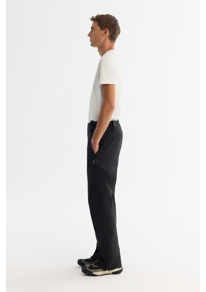 Erkek Siyah Su İtici Rüzgar Geçirmez Paçası Çıtçıtlı Beli Ayarlanabilir Comfort Fit Kayak Pantolonu A42Y3125 fiyatları