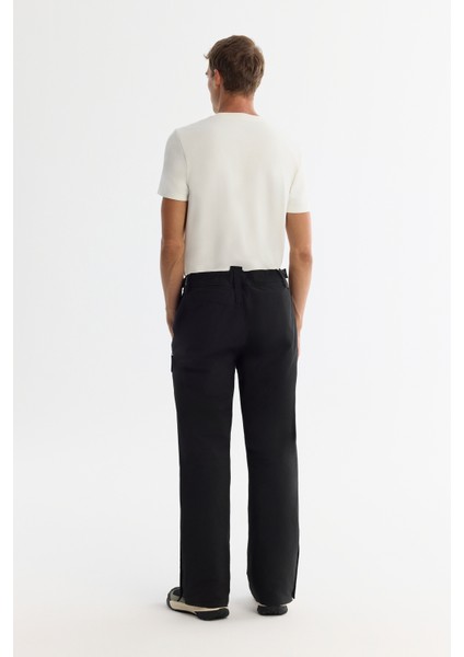 Erkek Siyah Su İtici Rüzgar Geçirmez Paçası Çıtçıtlı Beli Ayarlanabilir Comfort Fit Kayak Pantolonu A42Y3125 modelleri