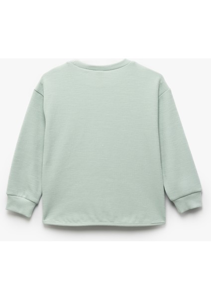 Pamuklu Cep Detaylı Bisiklet Yaka Uzun Kollu Basic Sweatshirt