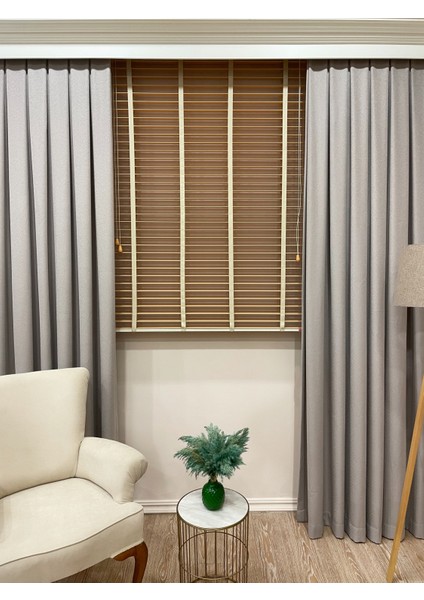 Doğal Ahşap Rengi %100 Orijinal Ahşap Jaluzi Perde 50 Mm Ofis Modern Ve Tüm Mekanlar Için