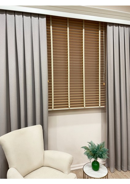 Doğal Ahşap Rengi %100 Orijinal Ahşap Jaluzi Perde 50 Mm Ofis Modern Ve Tüm Mekanlar Için modelleri