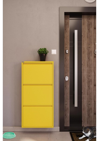 3'lü Metal Ayakkabılık - Sarı