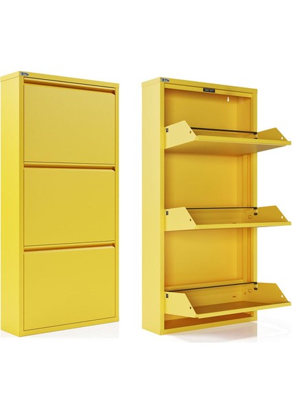 3'lü Metal Ayakkabılık - Sarı fırsatları