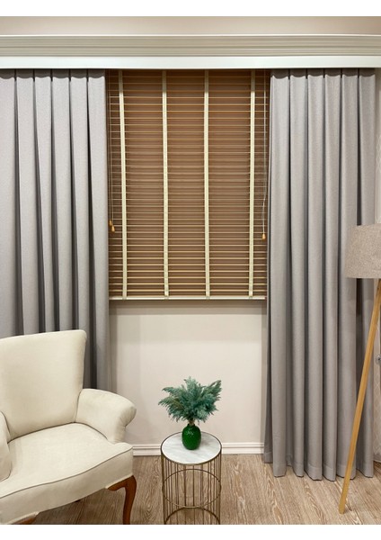 Doğal Ahşap Rengi %100 Orijinal Ahşap Jaluzi Perde 50 mm Ofis Modern ve Tüm Mekanlar