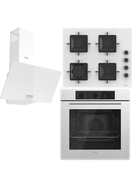 Elegant Line Basic QBL62CB - SS206 - D087 Beyaz 3'lü Ankastre Set