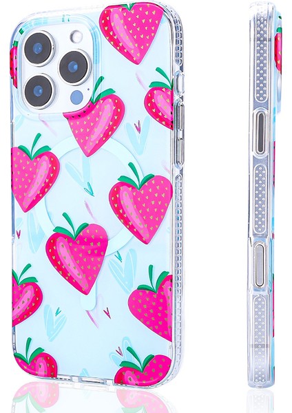 iPhone 14 Pro Max Uyumlu Kılıf Magsafe Şarj Özellikli Stilo Kapak-Pembe-Mavi