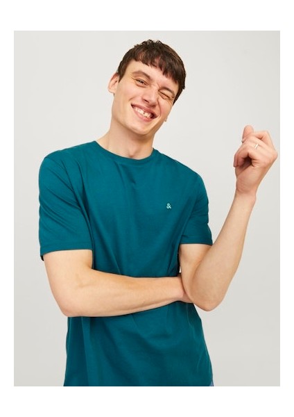 Jack Jones Erkek Jjepaulos Bisiklet Yaka Mavi Tişört 12245087 indirimleri