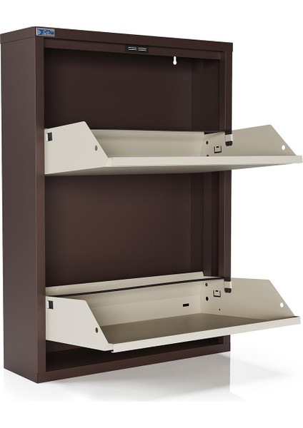 2'li Metal Ayakkabılık - Kahverengi/Krem modelleri