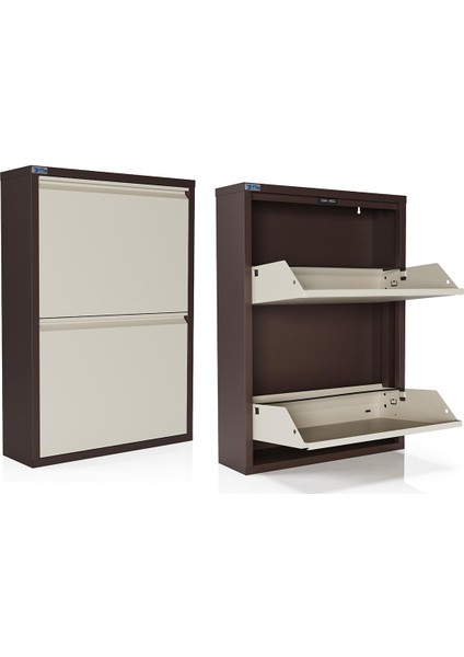 2'li Metal Ayakkabılık - Kahverengi/Krem fırsatları