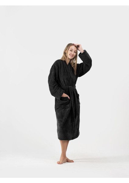 Kadife Kimono Bornoz Unisex Soft Banyo Bornozu