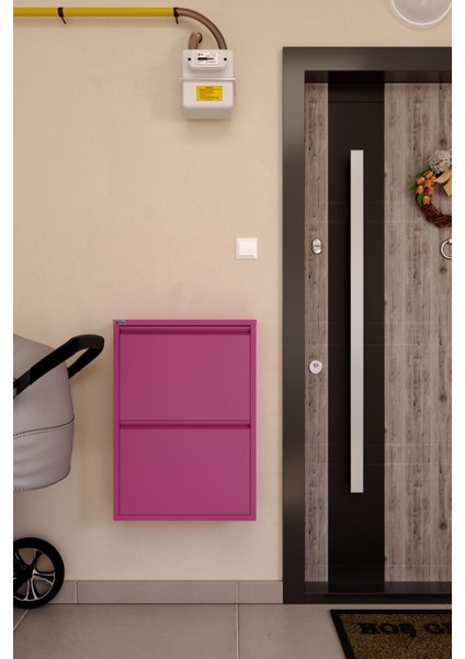2'li Metal Ayakkabılık - Pembe