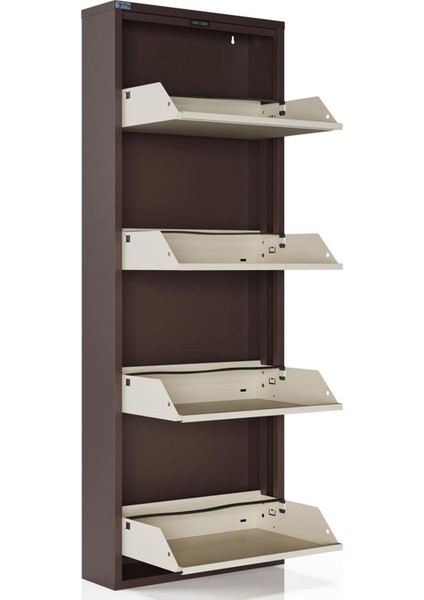 4'lü Metal Ayakkabılık - Kahverengi/Krem modelleri