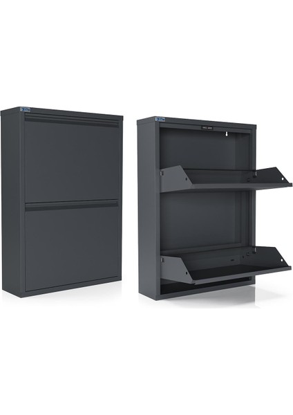 2'li Metal Ayakkabılık - Antrasit fırsatları