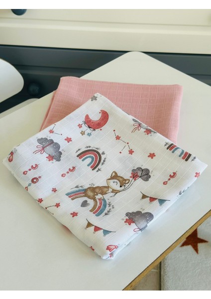 Fulya Tuhafiye %100 Pamuk 2'li Müslin Bebek Battaniye Seti OEKO-TEX Sertifikalı MÜSLIN ÖRTÜ 80X90 CM