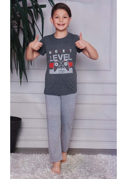 Kısa Kol Tişört , Uzun Pantolon Erkek Çocuk Pijama M00672
