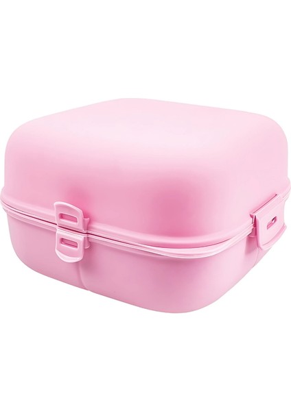 | Çift Kapaklı Beslenme Kabı, Pembe, Sızdırmaz ve Pratik Tasarım