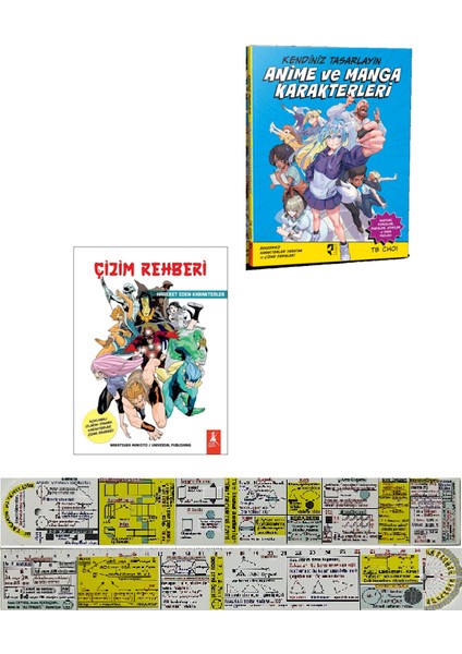 Çizim Rehberi / Anime ve Manga Karakterleri 2'li Set (Matematik Öğreten Cetvel)