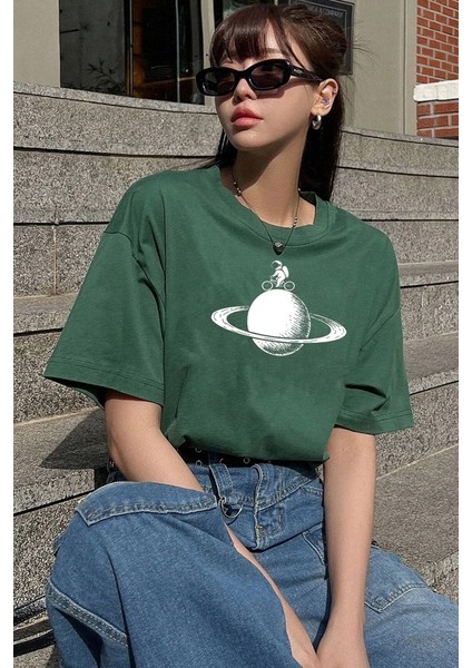 Only Trendwear Unisex Astronaut Rides Baskılı T-Shirt