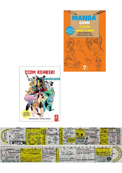 Manga Çizimi Elkitabı / Çizim Rehberi 2 Kitap Set (Matematik Öğreten Cetvel)