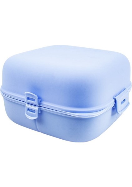 | Çift Kapaklı Beslenme Kabı, Mavi, Sızdırmaz ve Pratik Tasarım