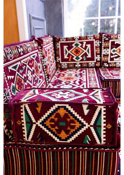 Şark Köşesi Takımı Bordo Anadolu Modeli 15 Parça (20 cm Minder Kalınlığı)