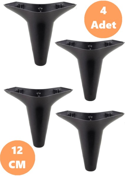 Aspen Lüks Mobilya Kanepe Koltuk Tv Ünitesi Baza Ayağı Ayakları 12 cm Siyah Ayak (4 Adet)