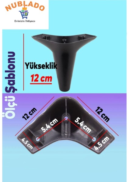 Aspen Lüks Mobilya Kanepe Koltuk Tv Ünitesi Baza Ayağı Ayakları 12 cm Siyah Ayak (4 Adet)