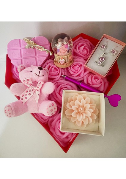 Sevgiliye Özel Mika Kutulu Ledli Pembe Gül Kutusu,14 Şubat,kız Arkadaş Doğum Günü Sepeti,hediyelik Çiçek fiyatları