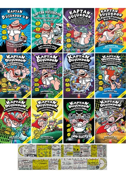 Kaptan Düşükdon 12 Kitap Set (Matematik Öğreten Cetvel) - Dav Pilkey