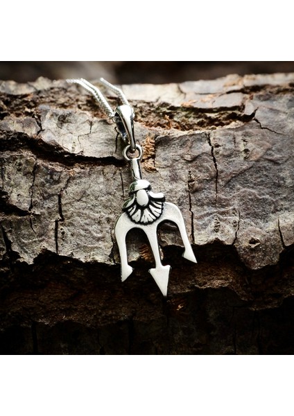 Gümüş Mızrak Kolye 925 Ayar Gümüş Poseidon Mızrağı Figürlü Erkek Kolye