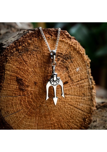 Gümüş Mızrak Kolye 925 Ayar Gümüş Poseidon Mızrağı Figürlü Erkek Kolye modelleri